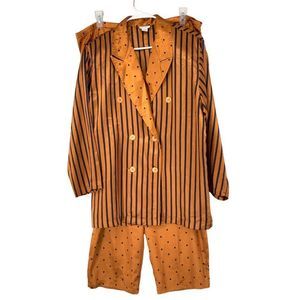 Vintage Morgan Taylor Double Breast Sleep Set PJ Lounge Satin L/XL 3270